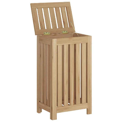 Panier à linge bois moyen lattes verticales ouvert