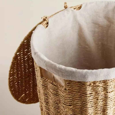Panier à linge Laryx  couvercle ouvert intérieur tissu zoom