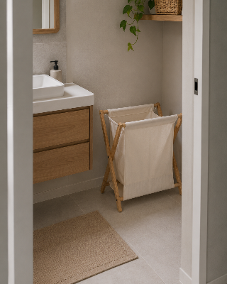 Panier à linge pliable bam bou salle de bain minimaliste
