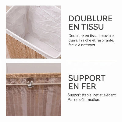 Panier à linge pliable intérieur et structure visibles