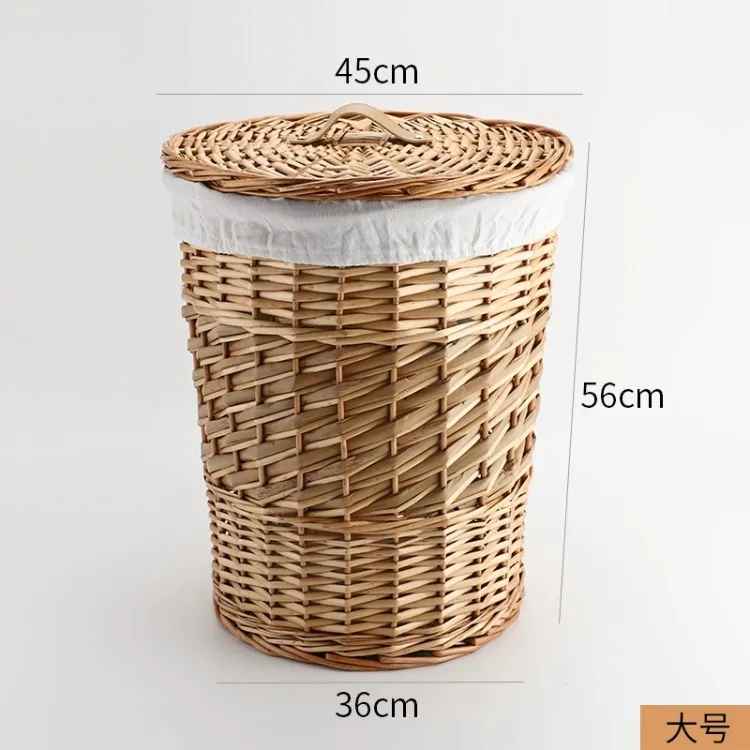 Panier à linge osier artisanal avec couvercle Grand couleur naturelle